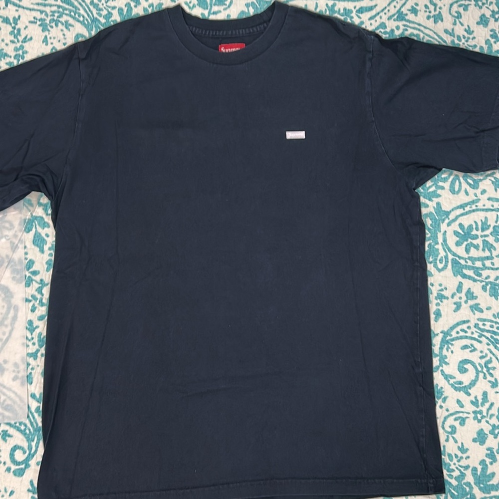 Supreme Navy Tee with Reflective Logo